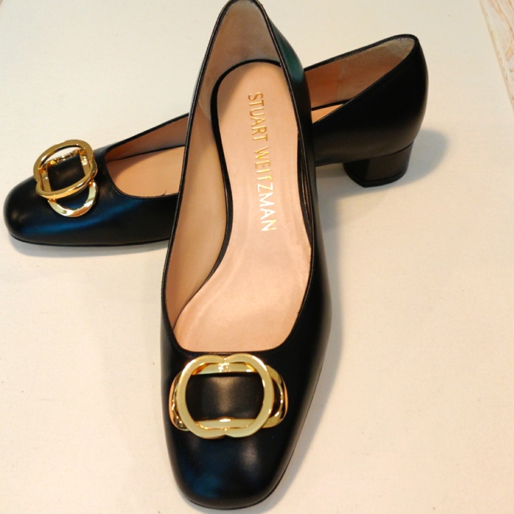 Stuart Weitzman Black calf leather Anicia shoes